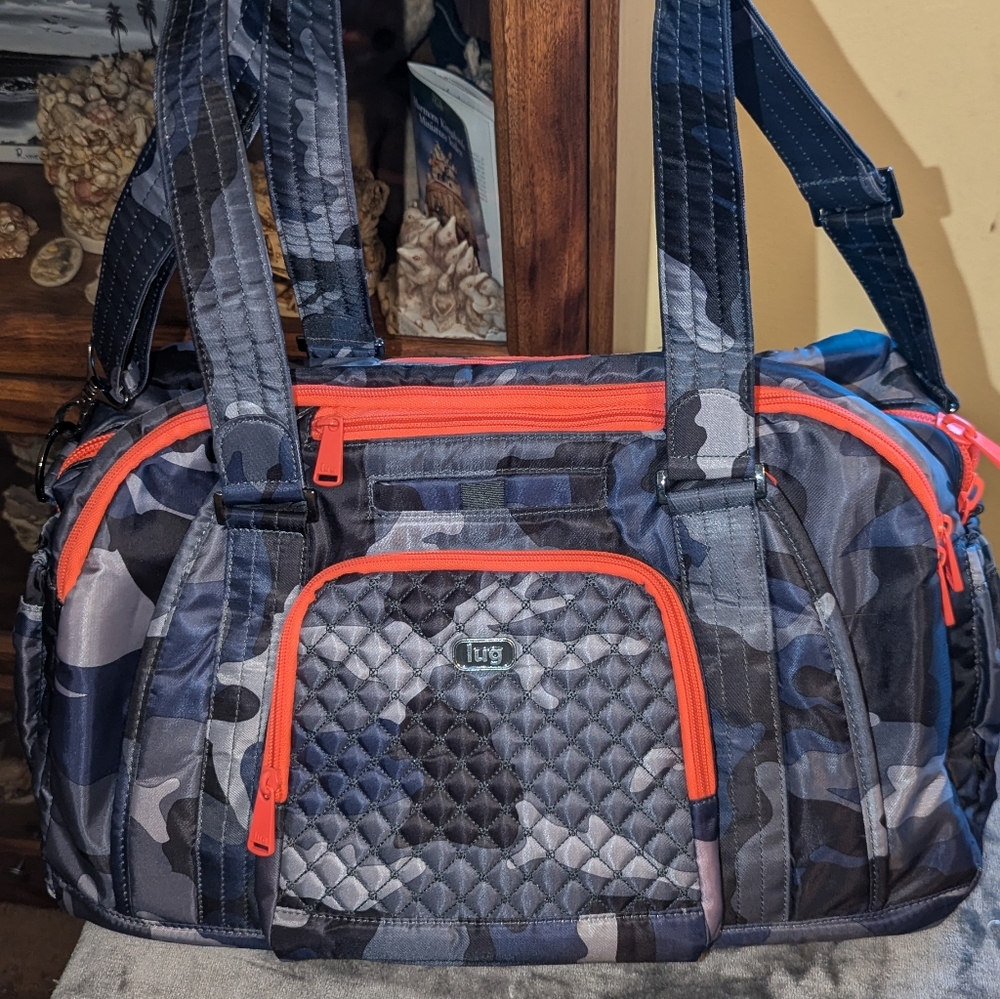 Lug Women's Camouflage Shoulder Bag - Blue and Orange